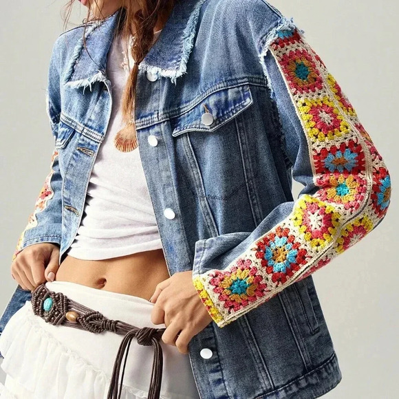 Blue Casual Women's Floral Print Drop Shoulder Long Sleeve Woven Jacket - Picture 8 of 8